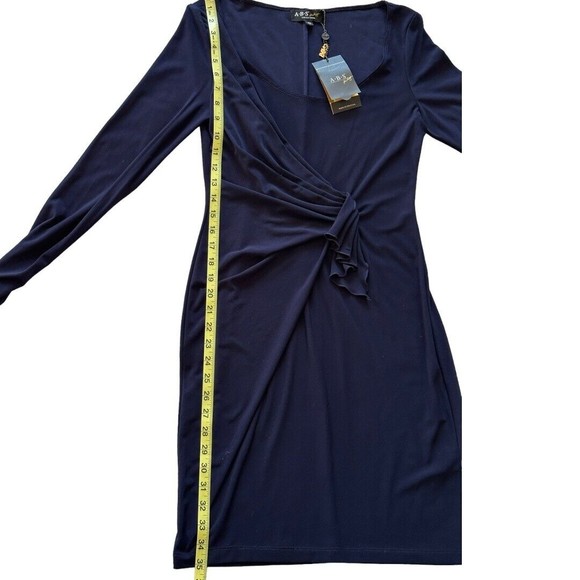 ABS By Allen Schwartz Navy Blue Faux wrap Mini dress NWT Size small*flaw* - Picture 9 of 13